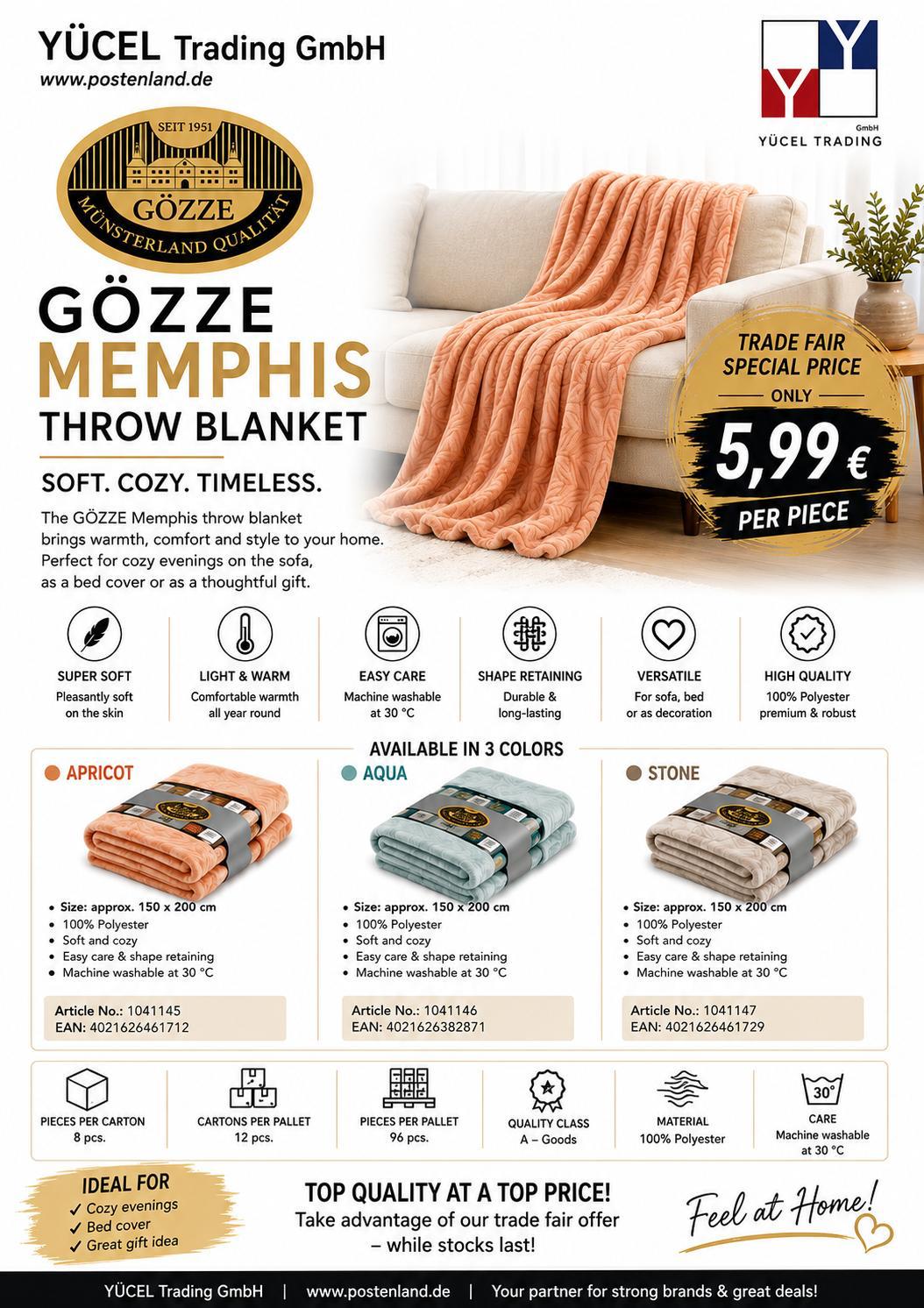IAW-Messeangebot: Gözze Memphis Wohndecken